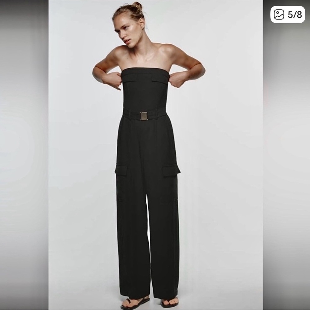 Zara Elegant Black Strapless Jumpsuit